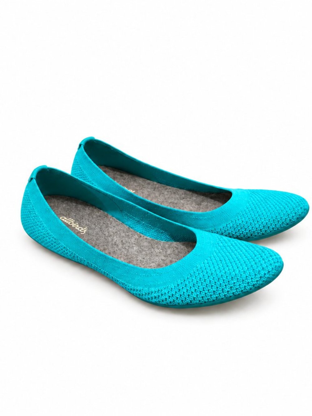 Allbirds Tree Breezers Ballet Flats Women’s 7.5 Teal Knit Slip On Shoes EUC